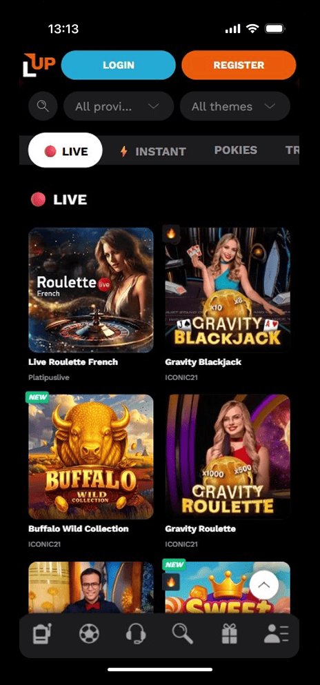 Live Casino tables at LevelUp — Roulette, Gravity Blackjack, Gravity Roulette